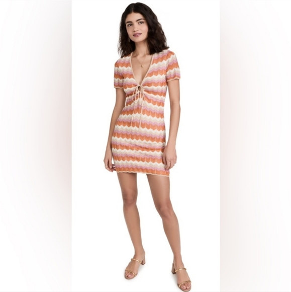 Hansen & Gretel Multicolor Chevron Kitty Knit Dress Large NWT Dessert Sunset